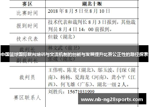 中国篮球国际裁判培训与交流机制的创新与发展提升比赛公正性的路径探索