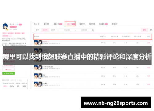 哪里可以找到俄超联赛直播中的精彩评论和深度分析